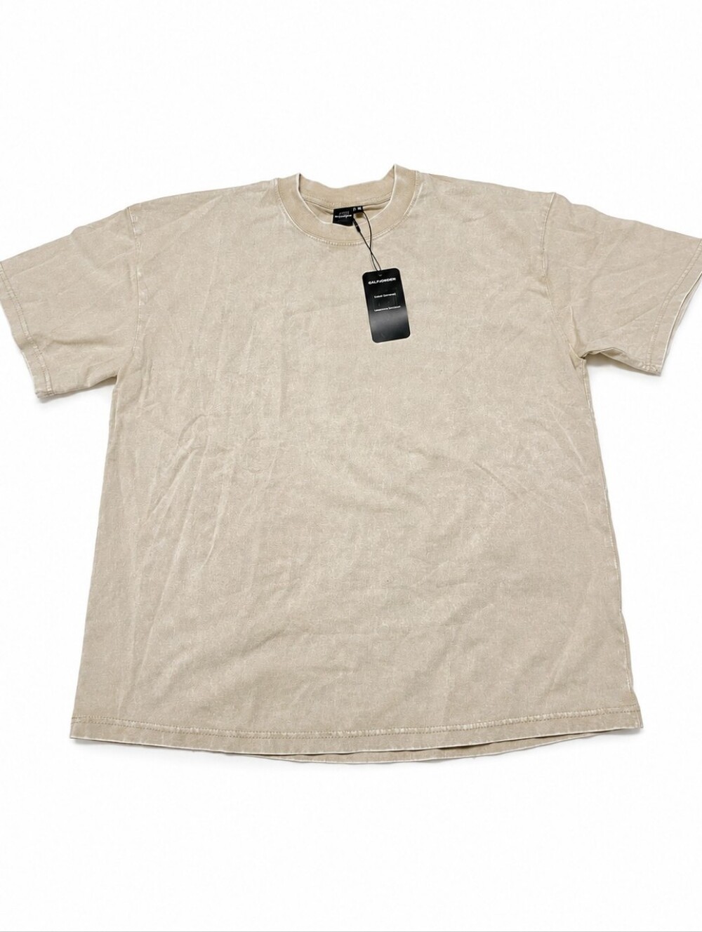 GULENSHAN Beige Mineral Wash Cotton T-Shirt Size Medium NWT